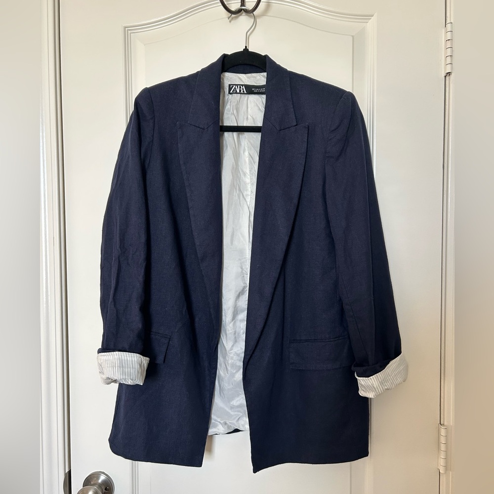 Zara linen navy blazer